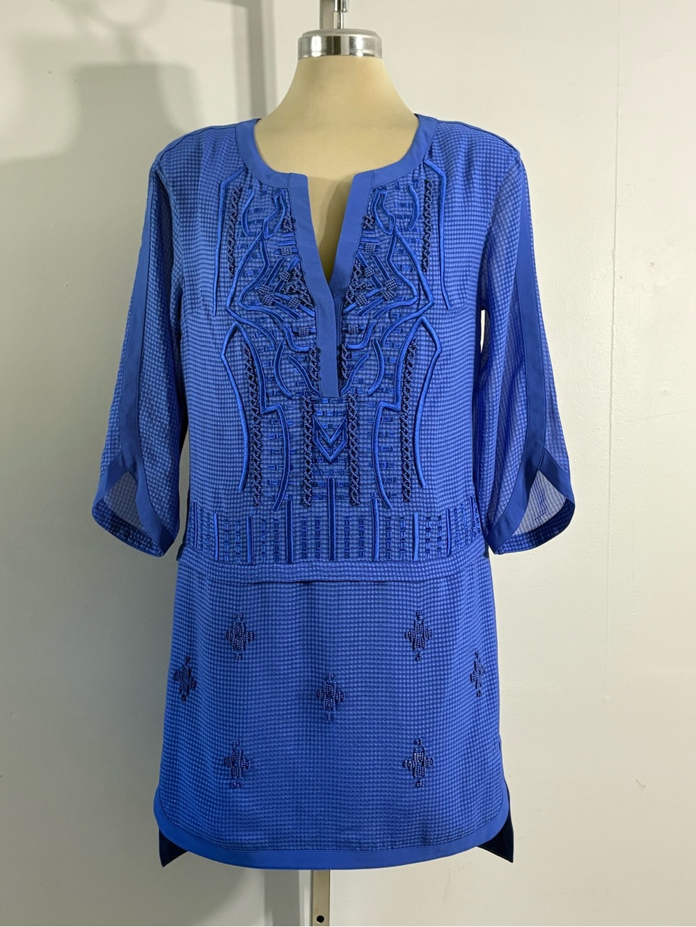 Karen Millen Cobalt Blue Blouse with Embellished Trim size 6